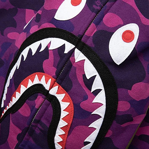 A bathing ape Color camo Purple Shark Full Zip Hoodie - Picture 1 of 5